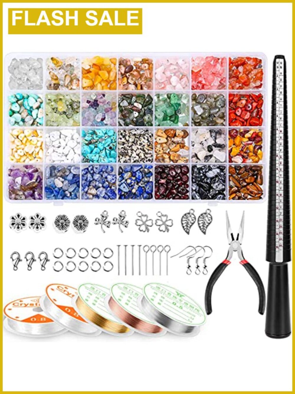 Jewelry Making Kit Crystal Beads Wire Charms Pliers DIY Ring Earring
